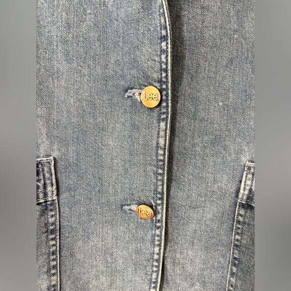 Lee Vintage Style Denim Oversized Long Line Western Boho Blazer Jacket - Picture 6 of 9
